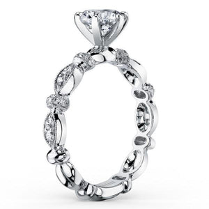 Kirk Kara White Gold "Dahlia" Leaf Inspired Diamond Engagement Ring Angled Side View