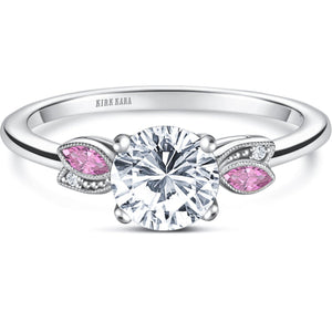 Kirk Kara "Dahlia" Leaf Motif Pink Sapphire Engagement Ring