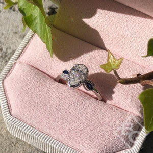 Kirk Kara "Dahlia" Leaf Pear Cut Blue Sapphire & Diamond Engagement Ring