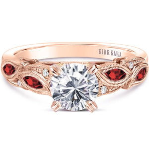 Kirk Kara "Dahlia" Marquise Cut Leaf Red Ruby Engagement Ring