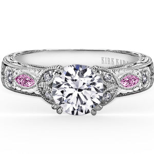 Kirk Kara "Dahlia" Pink Sapphire Marquise Cut Diamond Engagement Ring
