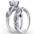 Load image into Gallery viewer, Kirk Kara &quot;Dahlia&quot; Purple Amethyst Marquise Leaf Shaped Wedding Band
