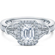 Load image into Gallery viewer, Kirk Kara White Gold &quot;Lori&quot; Emerald Cut Halo Diamond Engagement Ring Front View
