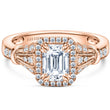 Load image into Gallery viewer, Kirk Kara Rose Gold &quot;Lori&quot; Emerald Cut Halo Diamond Engagement Ring Front View
