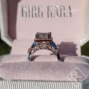 Kirk Kara Pirouetta Princess Cut Two-Tone Halo Diamond Engagement Ring