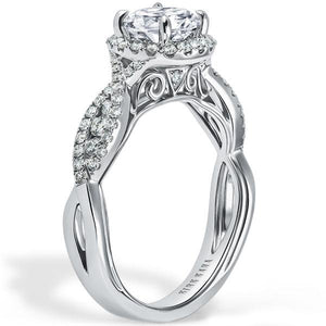 Kirk Kara "Pirouetta" Split Shank Twist Halo Diamond Engagement Ring