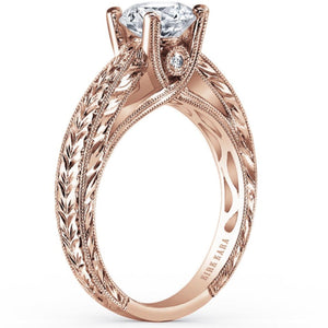Kirk Kara "Stella" Diamond Hand Engraved Engagement Ring