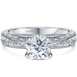 Kirk Kara "Stella" Diamond Hand Engraved Engagement Ring