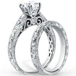 Load image into Gallery viewer, Kirk Kara White Gold Stella Round Cut Diamond Engraved Engagement Ring Set
