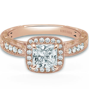 Kirk Kara "Stella" Vintage Style Cushion Halo Diamond Engagement Ring