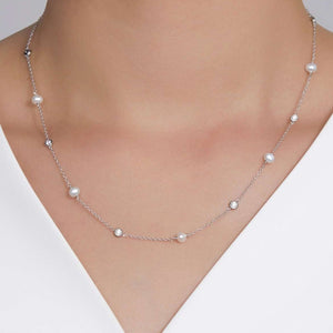 Lafonn Bezel Set Freshwater Cultured Pearl & Simulated Diamond Necklace