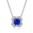 Load image into Gallery viewer, Lafonn Fancy Lab-Grown Sapphire Halo Necklace
