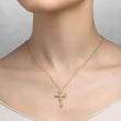 Load image into Gallery viewer, Lafonn Gold Plated Simulated Diamond Rope Texture Cross Pendant

