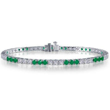 Load image into Gallery viewer, Lafonn Simulated Emerald and Diamond Tennis Bracelet
