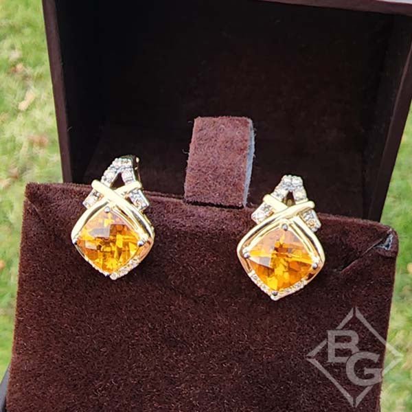 未使用品】 ルヴァン レディース ピアス イヤリング アクセサリー Cinnamon Citrine ct. Nude Diamonds  Stud Earrings in 14k Gold