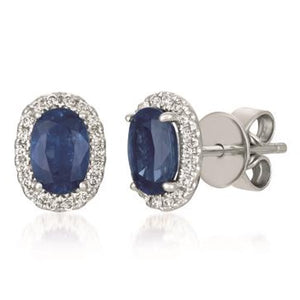 Le Vian Oval Cut Blueberry Sapphire & Vanilla Diamond Halo Earrings
