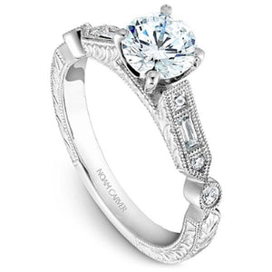 Noam Carver Vintage Style Baguette Side Diamond Engagement Ring