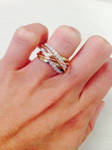 Simon G. 18K Tri-Color Gold Diamond Fashion "Wave" Ring