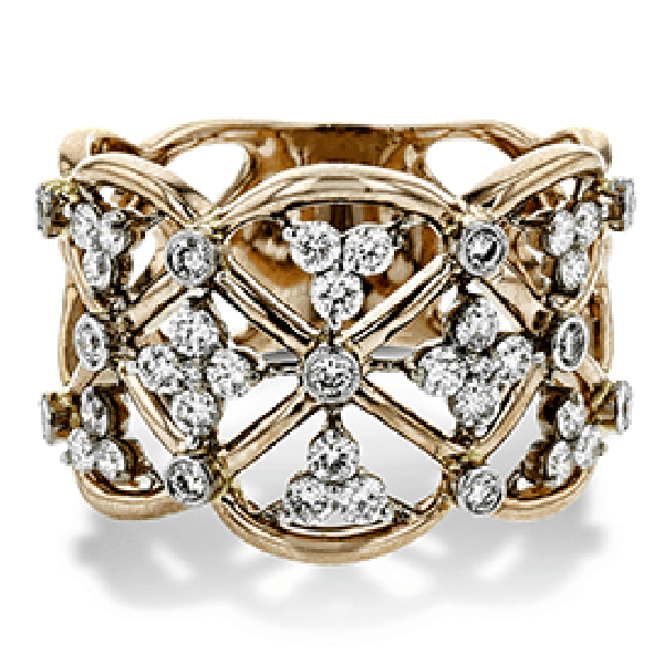Simon G. 18K Two-Tone Gold Trellis Diamond Ring