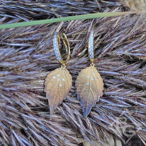 Simon G. 18K Yellow Gold Organic Allure Diamond Dangle Leaf Earrings