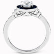 Load image into Gallery viewer, Simon G. &quot;Art Deco&quot; Blue Sapphire Diamond Halo Engagement Ring
