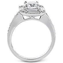 Load image into Gallery viewer, Simon G. Baguette &amp; Round Halo Diamond Engagement Ring
