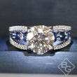 Load image into Gallery viewer, Simon G. Contemporary Cathedral Blue Sapphire &amp; Diamond Engagement Ring
