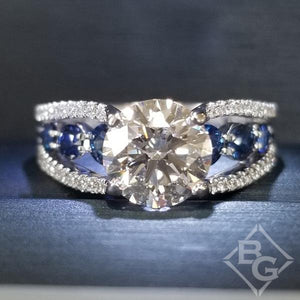 Simon G. Contemporary Cathedral Blue Sapphire & Diamond Engagement Ring