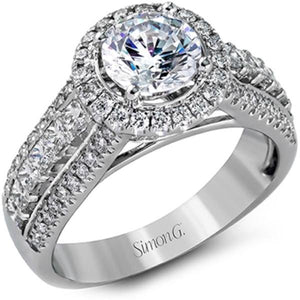 Simon G. Diamond Halo Round Cut Center Engagement Ring