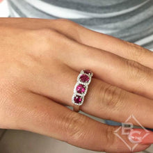 Load image into Gallery viewer, Simon G. Five Stone Ruby &amp; Diamond &quot;Halo&quot; Anniversary Ring
