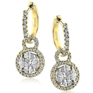 Simon G. Halo Dangle Drop Diamond Earrings