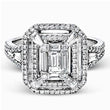 Load image into Gallery viewer, Simon G. Halo &quot;Mosaic&quot; Emerald Cut Diamond Ring
