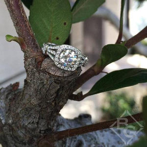 Simon G. Halo Split Shank Diamond Engagement Ring