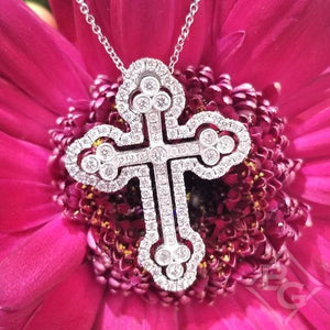 Simon G. Heavenly Faith 18K White Diamond Cross