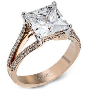 Simon G. Large Center Princess Cut Split Shank Diamond Engagement Ring