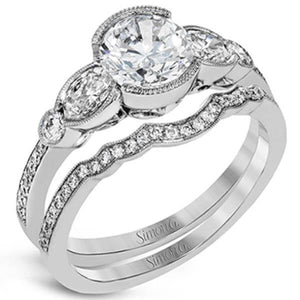 Simon G. Milgrain "Vintage Style" Three Stone Diamond Engagement Ring