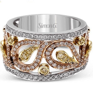 Simon G. "Paisley" Diamond Ring Featuring Yellow & White Diamonds