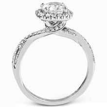 Load image into Gallery viewer, Simon G. Round Cut &quot;Twist&quot; Halo Split Shank Diamond Engagement Ring
