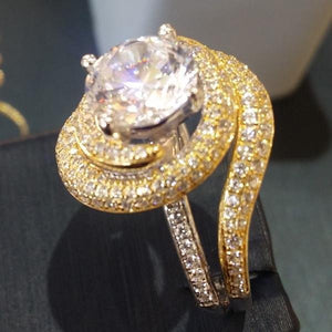 Simon G. Two-Tone Large Center "Pave Swirl" Diamond Engagement Ring