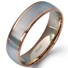 Load image into Gallery viewer, Simon G. Two-Tone Rose &amp; White Gold Modern Men&#39;s Wedding Band
