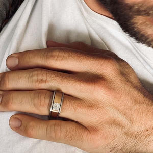Simon G. Two-Tone Rose & White Mens Diamond Ring