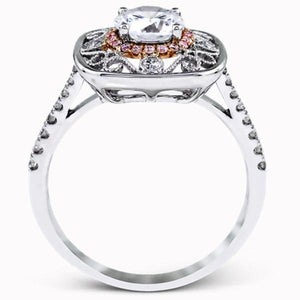 Simon G. Vintage Inspired Filigree Floral Halo Diamond Engagement Ring