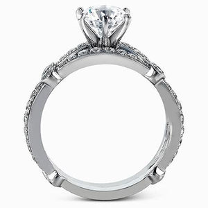 Simon G. Vintage Style Bezel Set Side Diamond Engagement Ring