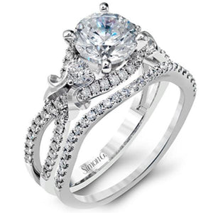 Simon G. Vintage Style Engagement Ring Set with 0.55 Carats Diamonds
