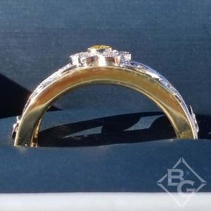 Simon G. Vintage Style Flower Diamond Ring in 18kt Yellow & White Gold