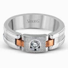 Load image into Gallery viewer, Simon G. White &amp; Rose Gold Two-Tone 7MM Diamond Wedding Band

