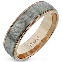 Load image into Gallery viewer, Simon G. White &amp; Rose Two-Tone 6 MM Men&#39;s Wedding Band
