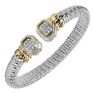Vahan Sterling Silver & 14K Yellow Gold Diamond Pave "Regal" Bangle Bracelet