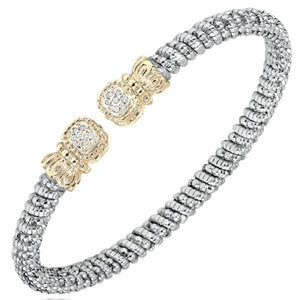 Vahan Sterling Silver & 14K Yellow Gold Diamond Pave "Tiny-Regal" Bangle Bracelet