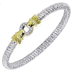 Vahan Sterling Silver & 14K Yellow Gold "Le Cercle" Diamond Circle Bangle Bracelet